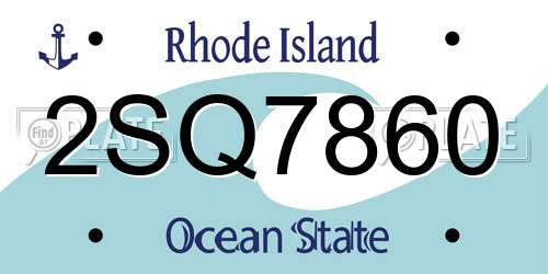 2SQ7860 Rhode Island License Plate