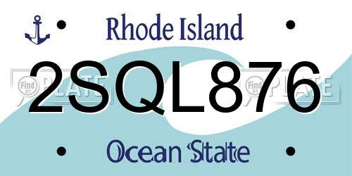 2SQL876 Rhode Island License Plate