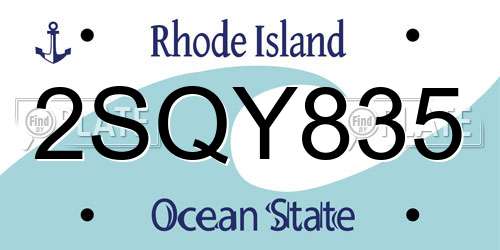 2SQY835 Rhode Island License Plate