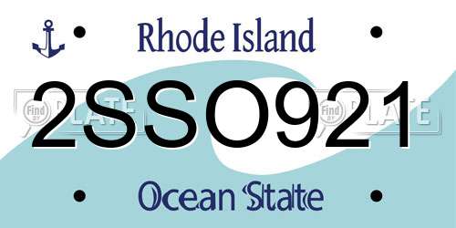 2SSO921 Rhode Island License Plate