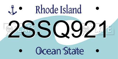 2SSQ921 Rhode Island License Plate