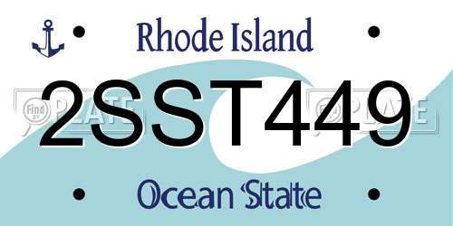2SST449 Rhode Island License Plate