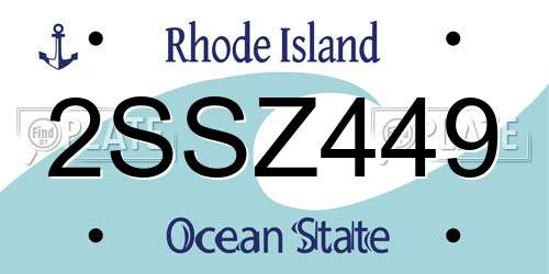 2SSZ449 Rhode Island License Plate