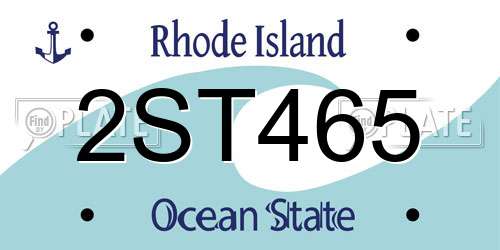 2ST465 Rhode Island License Plate