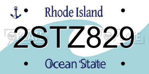 2STZ829 Rhode Island License Plate