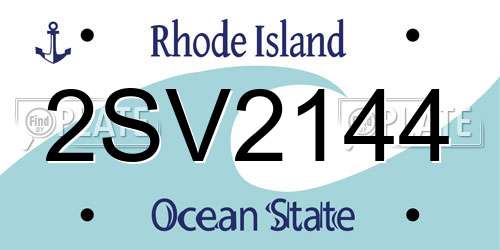 2SV2144 Rhode Island License Plate