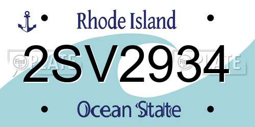 2SV2934 Rhode Island License Plate