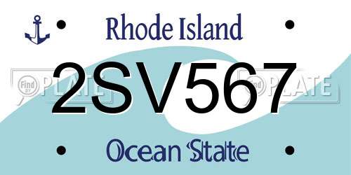 2SV567 Rhode Island License Plate
