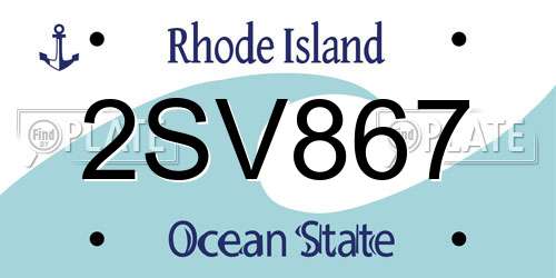 2SV867 Rhode Island License Plate