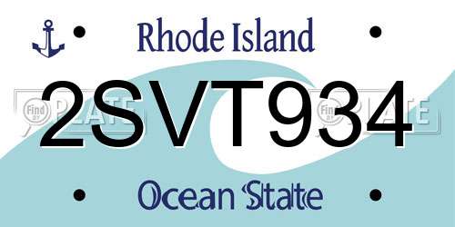 2SVT934 Rhode Island License Plate