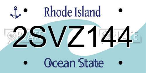 2SVZ144 Rhode Island License Plate