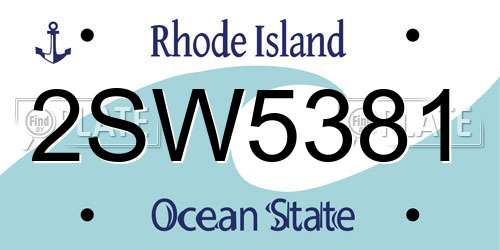 2SW5381 Rhode Island License Plate