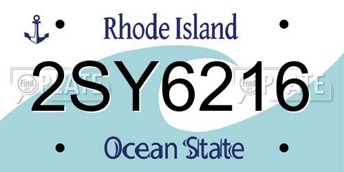 2SY6216 Rhode Island License Plate