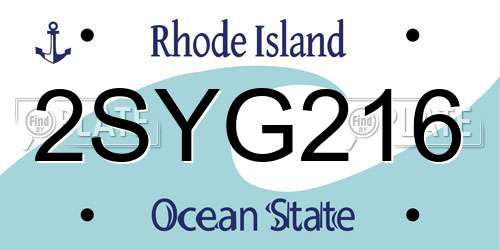 2SYG216 Rhode Island License Plate