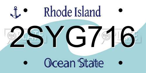 2SYG716 Rhode Island License Plate