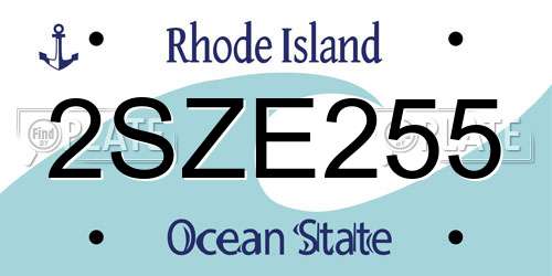 2SZE255 Rhode Island License Plate