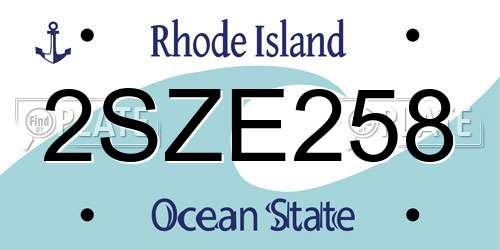 2SZE258 Rhode Island License Plate