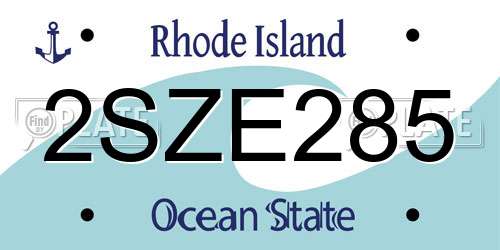 2SZE285 Rhode Island License Plate