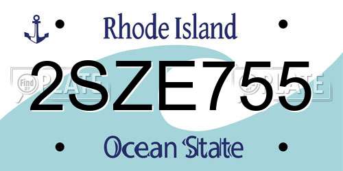 2SZE755 Rhode Island License Plate