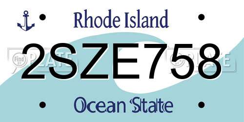2SZE758 Rhode Island License Plate