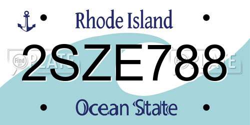 2SZE788 Rhode Island License Plate