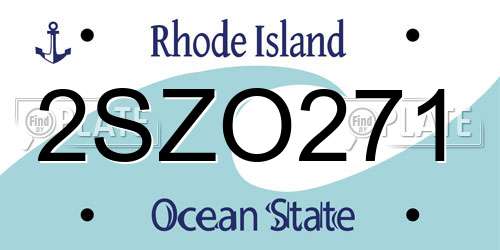 2SZO271 Rhode Island License Plate