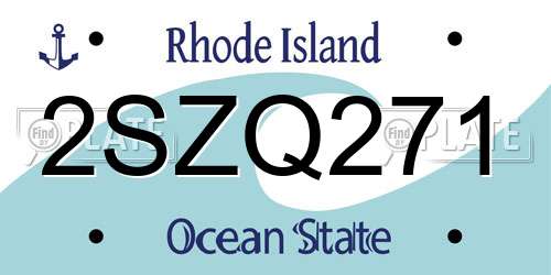 2SZQ271 Rhode Island License Plate