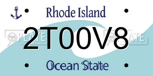 2T00V8 Rhode Island License Plate