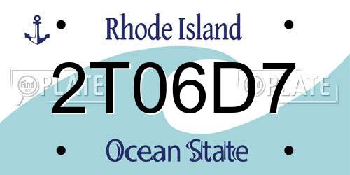 2T06D7 Rhode Island License Plate
