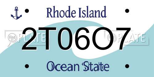 2T06O7 Rhode Island License Plate
