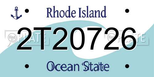 2T20726 Rhode Island License Plate