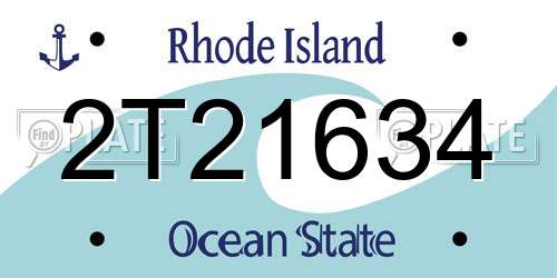 2T21634 Rhode Island License Plate