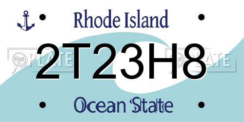 2T23H8 Rhode Island License Plate