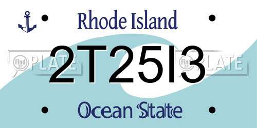 2T25I3 Rhode Island License Plate
