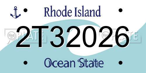 2T32026 Rhode Island License Plate