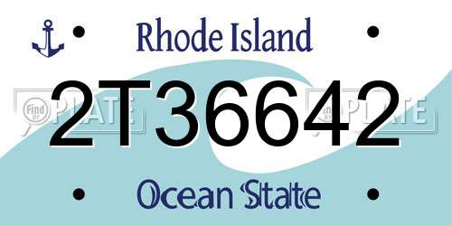 2T36642 Rhode Island License Plate