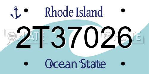 2T37026 Rhode Island License Plate
