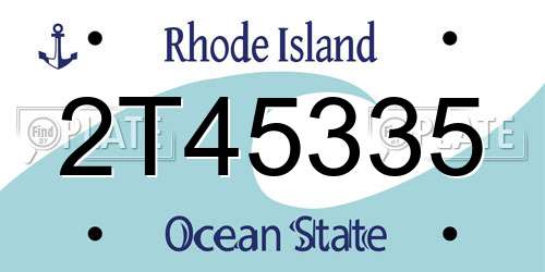 2T45335 Rhode Island License Plate