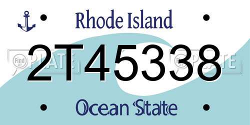 2T45338 Rhode Island License Plate