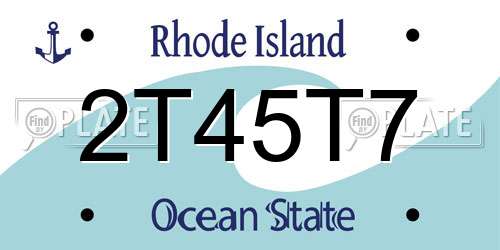 2T45T7 Rhode Island License Plate