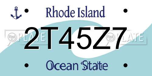 2T45Z7 Rhode Island License Plate