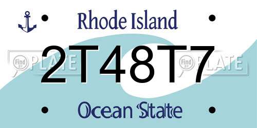 2T48T7 Rhode Island License Plate