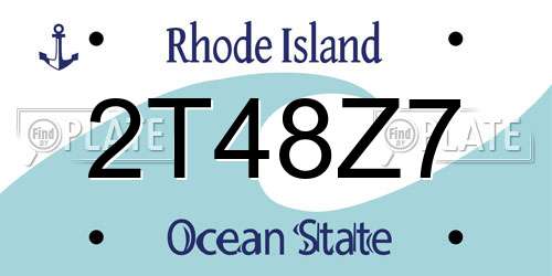 2T48Z7 Rhode Island License Plate