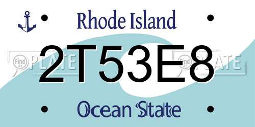 2T53E8 Rhode Island License Plate