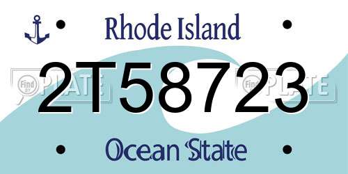 2T58723 Rhode Island License Plate