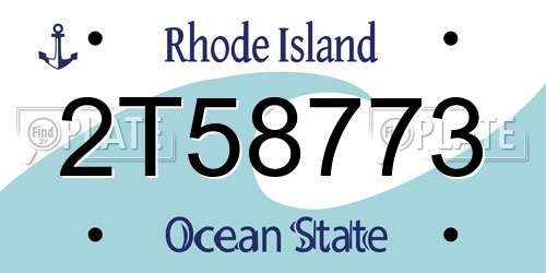 2T58773 Rhode Island License Plate