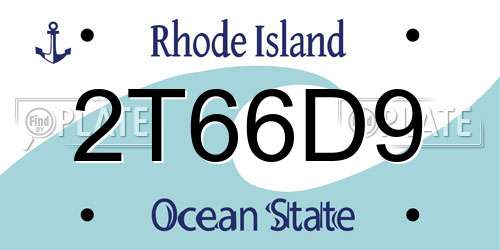 2T66D9 Rhode Island License Plate