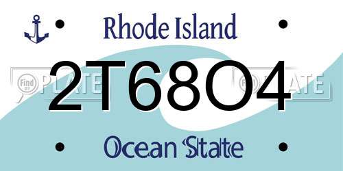 2T68O4 Rhode Island License Plate