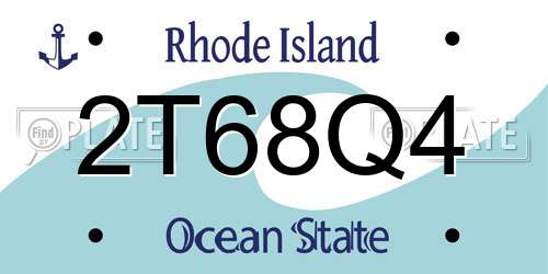 2T68Q4 Rhode Island License Plate