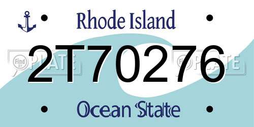 2T70276 Rhode Island License Plate